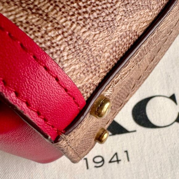 🍎 Coach 1941 Troupe Tote 16 in Signature Canvas & 1941 Red / Brass MSRP $425 - Picture 10 of 16